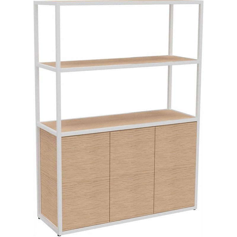 Bibliothèque Lumya L 120 x P 41,5 x H 162 cm porte battante - structure métal