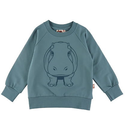 DYR-Cph Sweatshirt - Animal Bellow - Blue Grey Outline Hippo