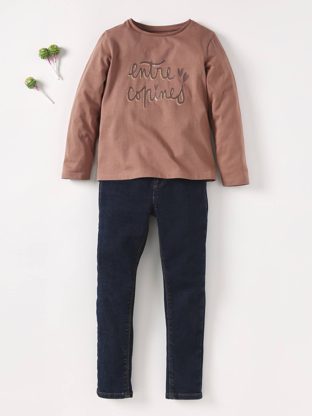 Camiseta com mensagem, para menina, cor off-white