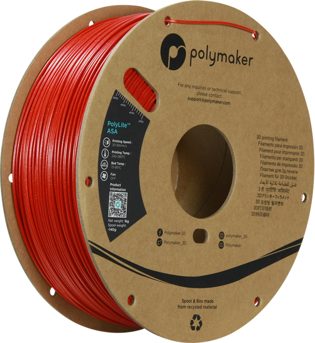 Polymaker  PolyLite ASA Galaxy Red, 1,75 mm / 1000 g    Die Alternative zu ABS Filament