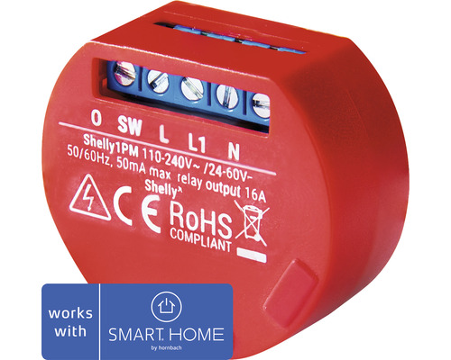 Shelly 1 PM WLAN-relais tot 3500 watt, geschikt voor het aansturen van elektrische apparaten inclusief energiemeting - Compatibel met SMART HOME van hornbach