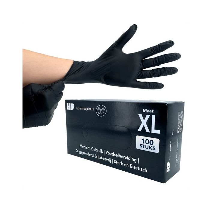 Handschoenen soft nitril X-Large ongepoederd zwart 100st (1304)