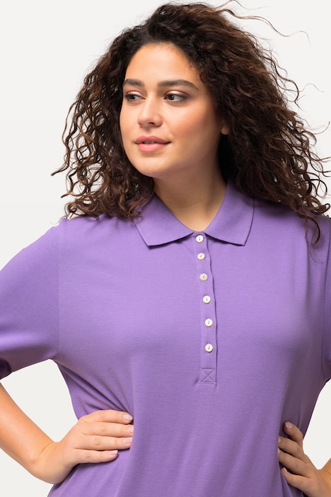 Poloshirt, Piqué, Polokragen, Samt-Knopfleiste, Halbarm