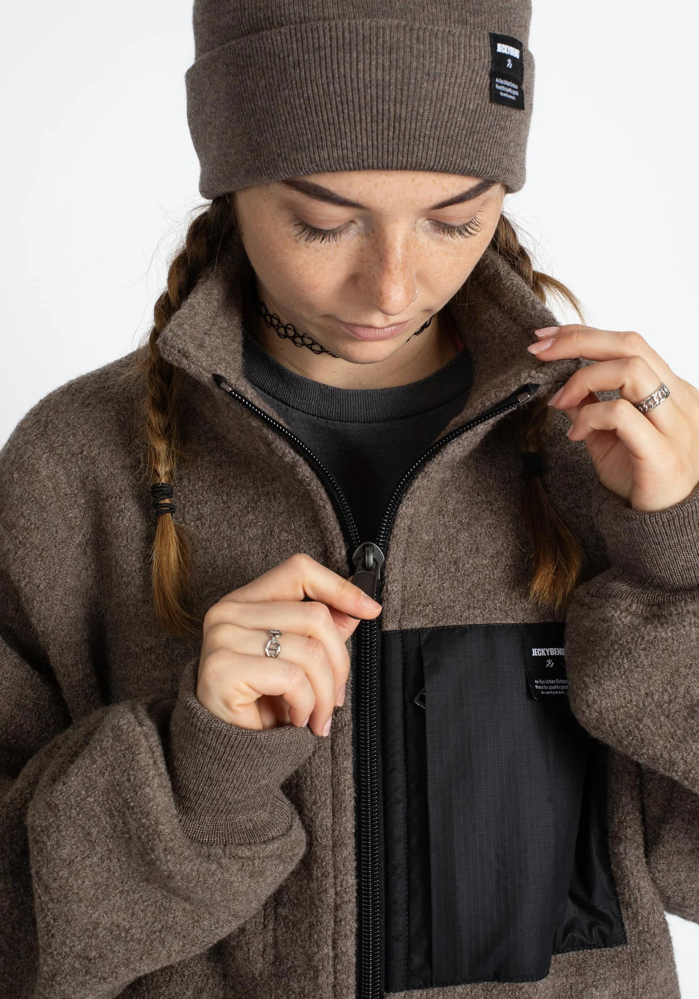 Jeckybeng The Natural Wool Fleece Jacket Nut Brown