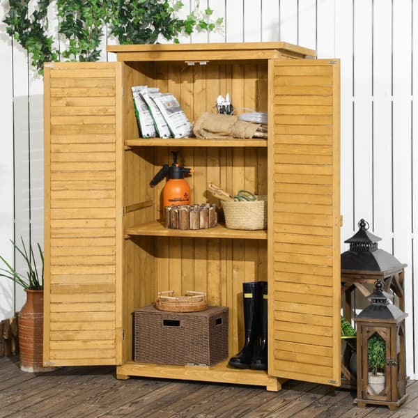 Hageskap Redskapsbod I Tre Redskapsskap Redskapsskap Hageskur Trehytte Pent Tak Lamelldører Grantre 87 X 46,5 X 160 Cm