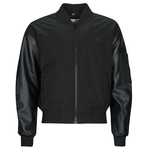 Calvin Klein Jeans - FAUX LEATHER BOMBER JACKET - Noir