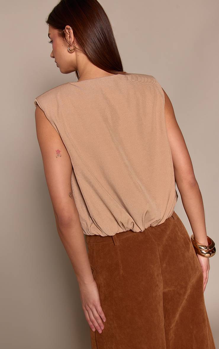 Sable Gilet Sans Manches Tissé À Ourlet Bouffant