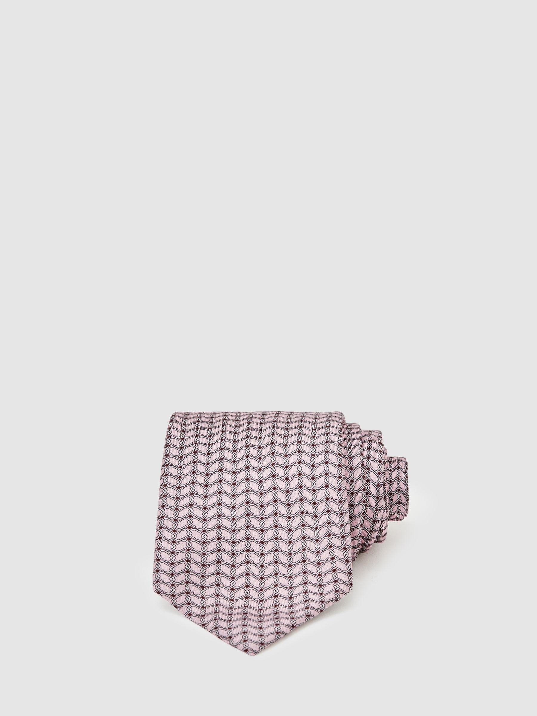 Zachtroze - Reiss Bernardo Silk Geometric-Chain Print Tie