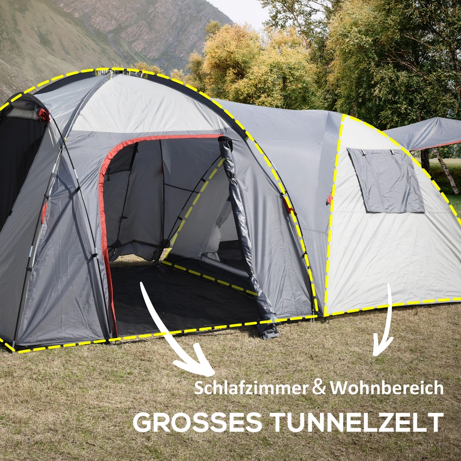 Outsunny Campingzelt mit atmungsaktivem Netz und mobiler Matte grau