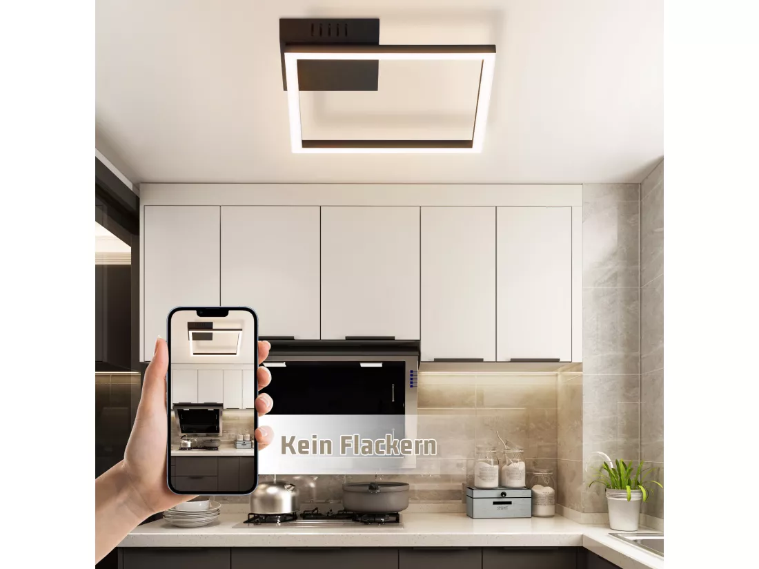 NETTLIFE Plafonnier LED plafonnier cuisine blanc chaud noir design moderne 3000K 12W