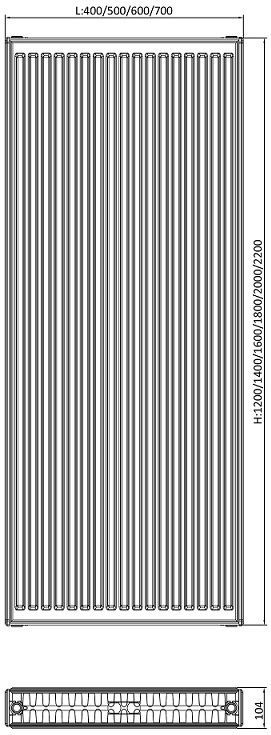 ECA - Verticale Radiator - Wit - 200x50 cm - 2710 Watt - Type 22
