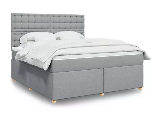 Sommier à lattes de lit avec matelas Gris clair 180x200cm Tissu