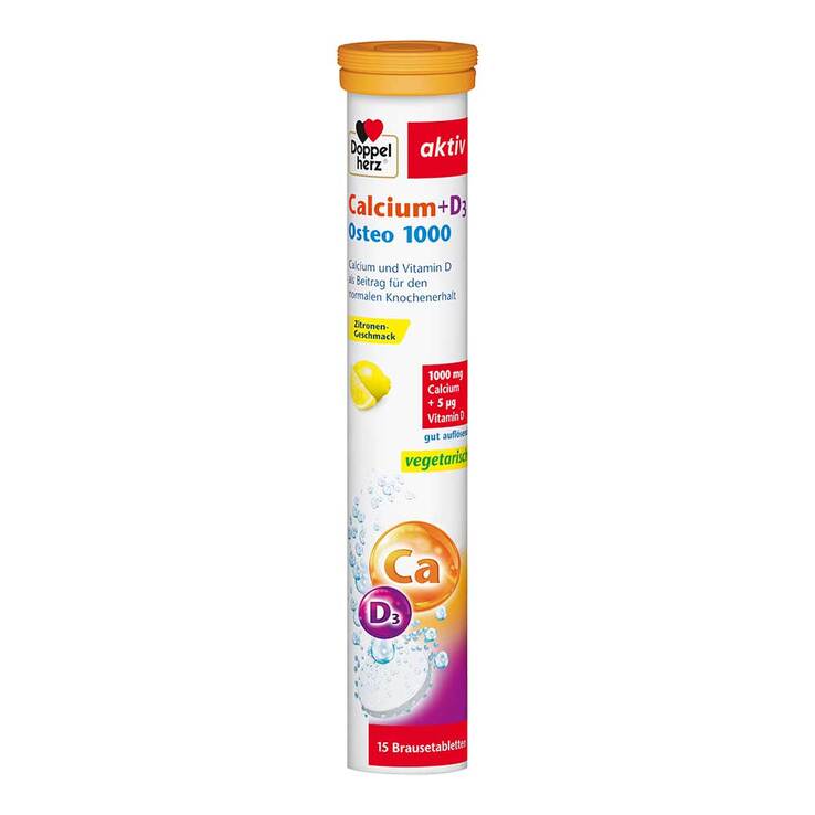 Doppelherz Calcium+D3 Osteo 1000 Brausetabletten, 15 St