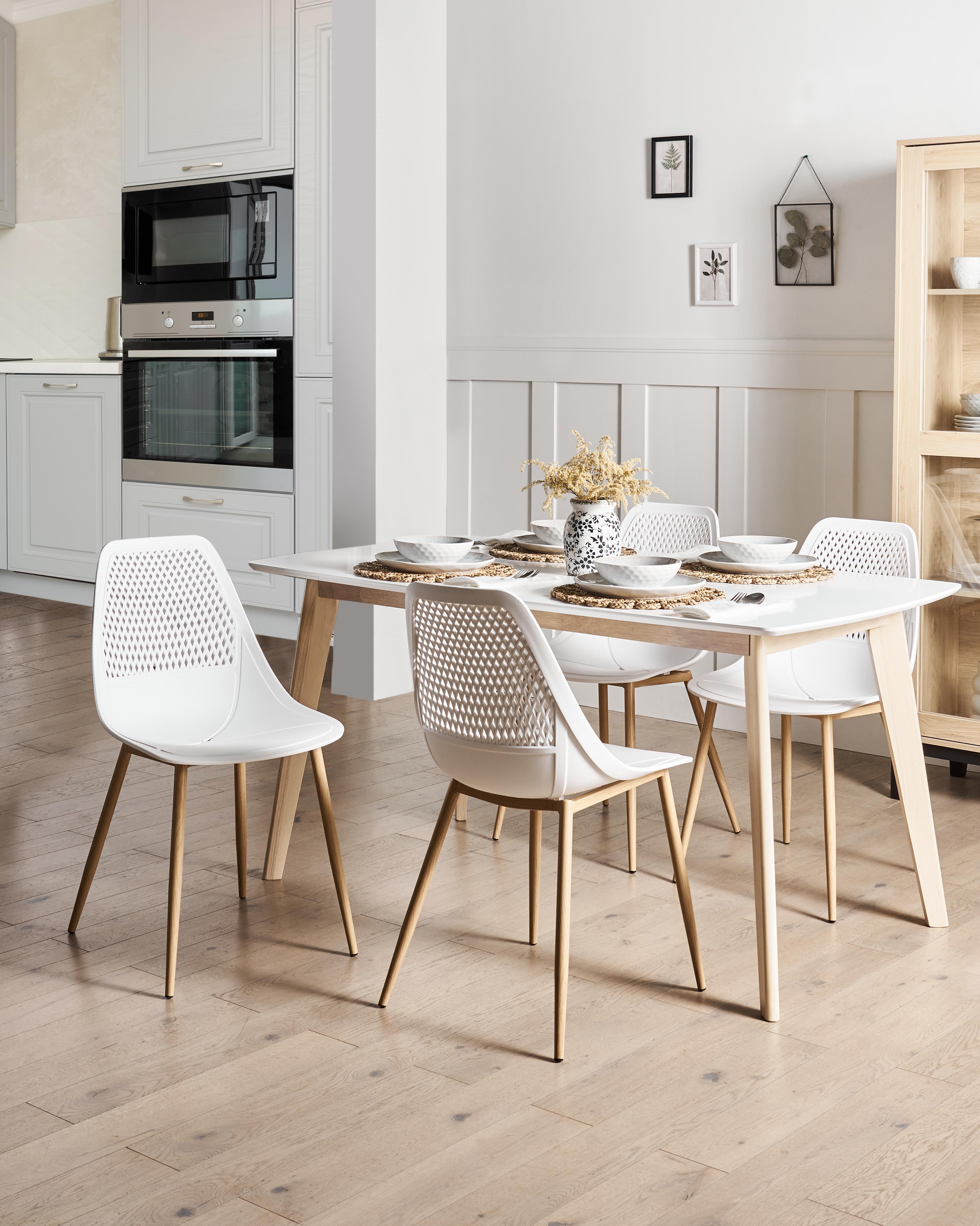 Set van 4 eetkamerstoelen HAZELTON Wit