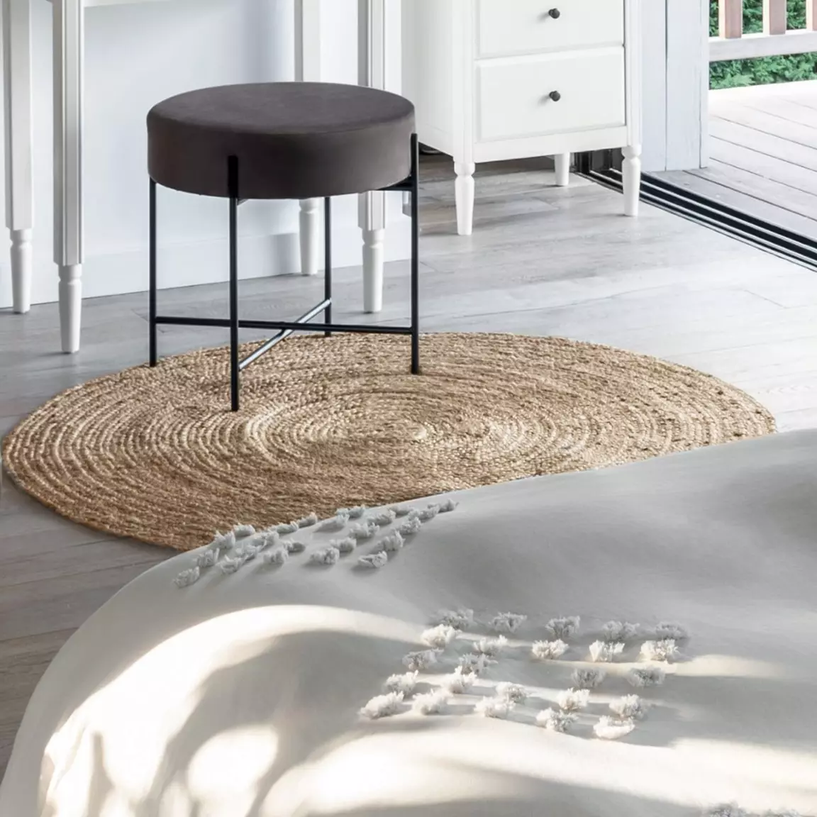 Tapis de salon jute rond (120 cm) Gio Beige