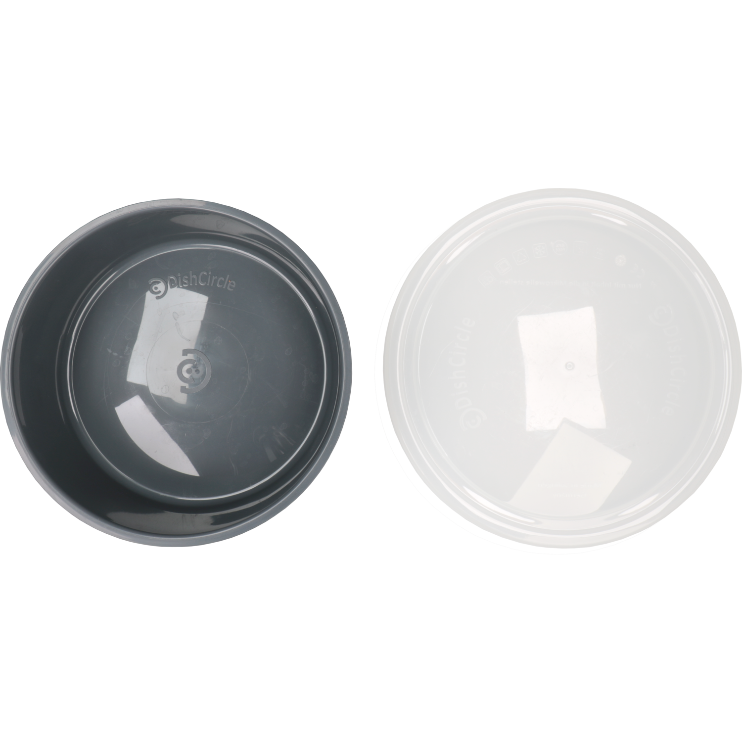 DishCircle Schaal, met deksel, reusable, pP, rond, 1250ml, ∅18cm, grijs/transparant