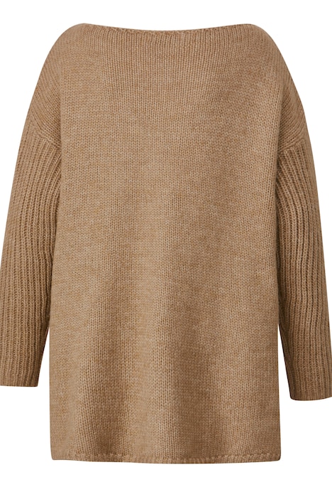 Pullover, oversized, Zopfmuster, U-Boot-Ausschnitt, Langarm