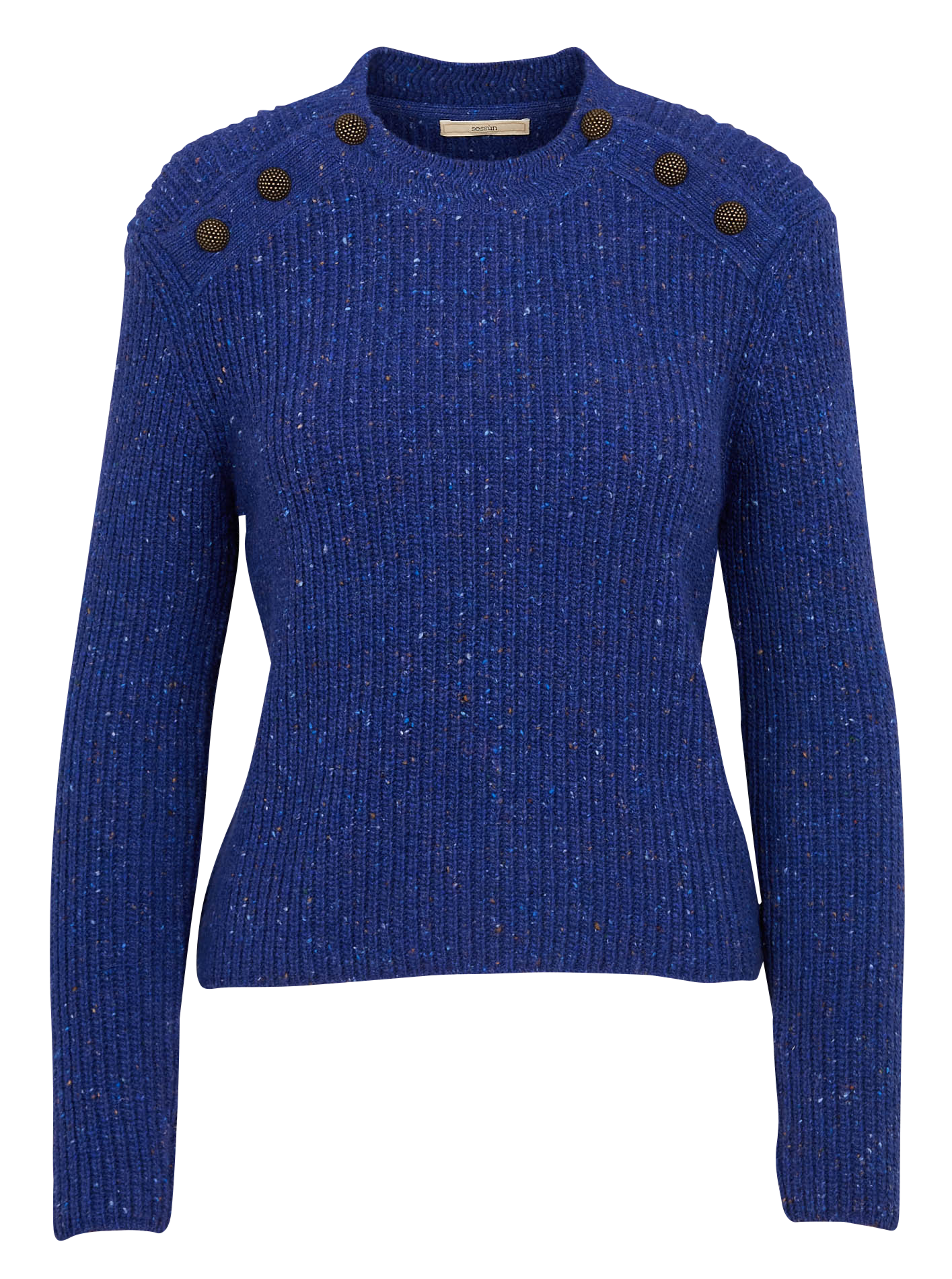 MAGELLAN - Pull droit col rond en laine mélangée | Bleu