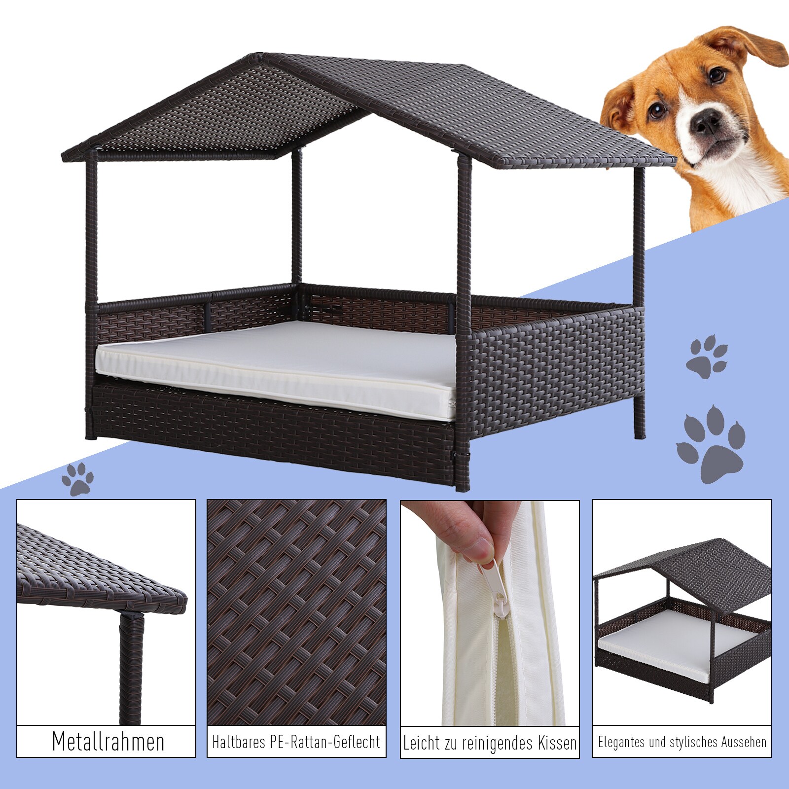 PawHut Hundehaus mit Kissen 95 x 69 x 70 cm (BxTxH)