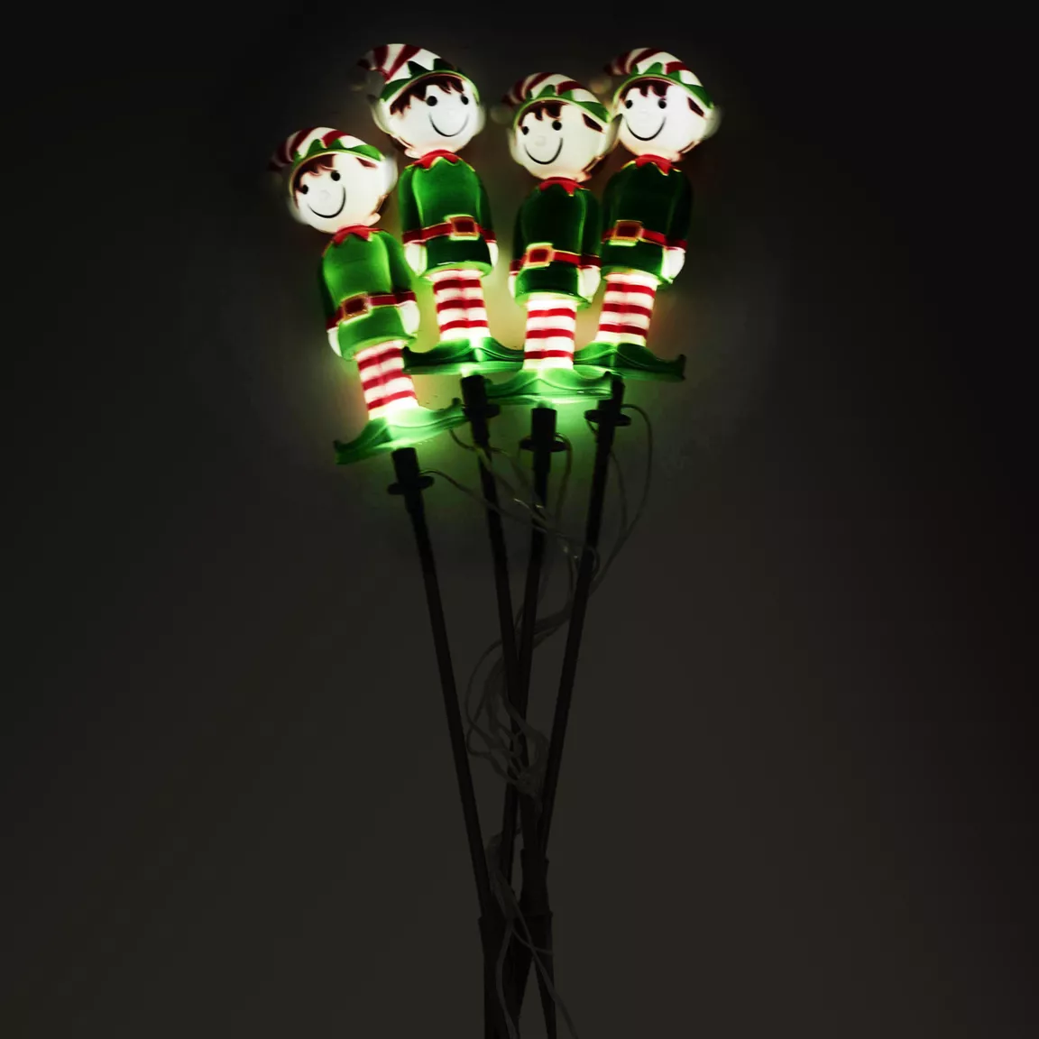 Lot de 4 piquets de jardin solaire (H40 cm) Lutin farceur lumineux Blanc chaud