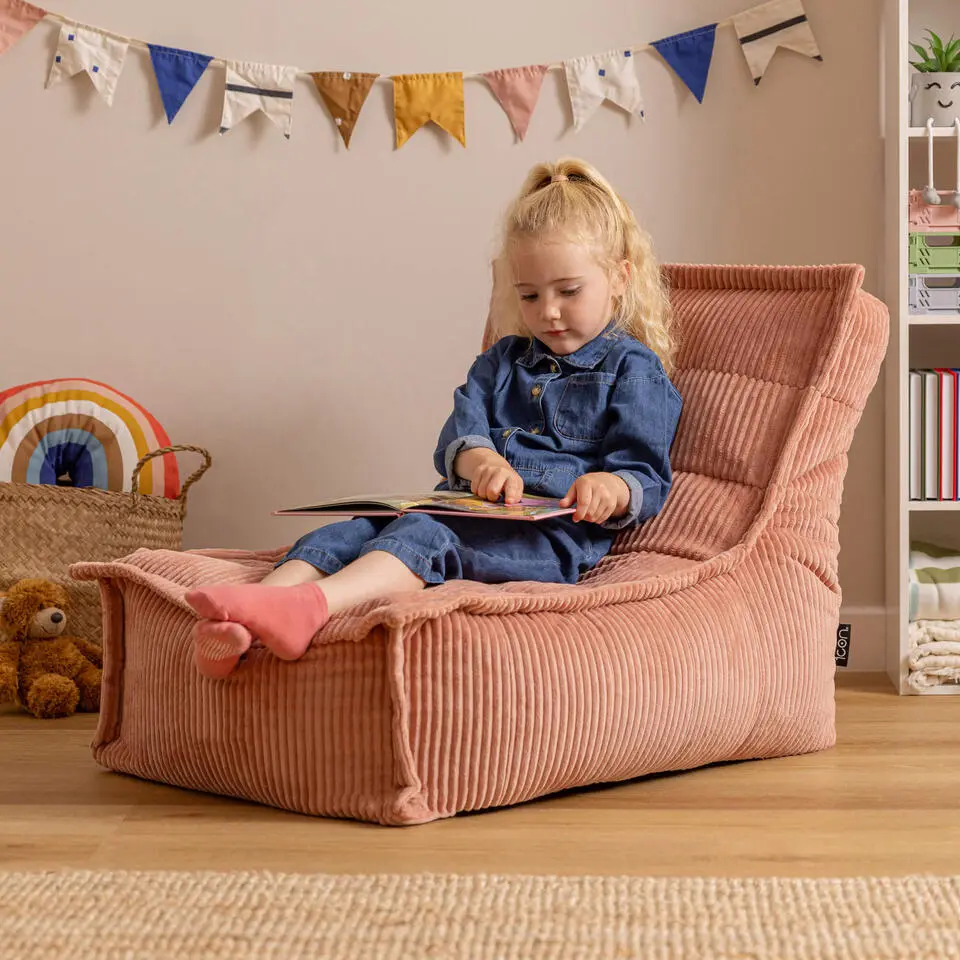 icon - Dolce Kinderzitzak Stoel - Ribfluweel Fauteuil - Oud roze