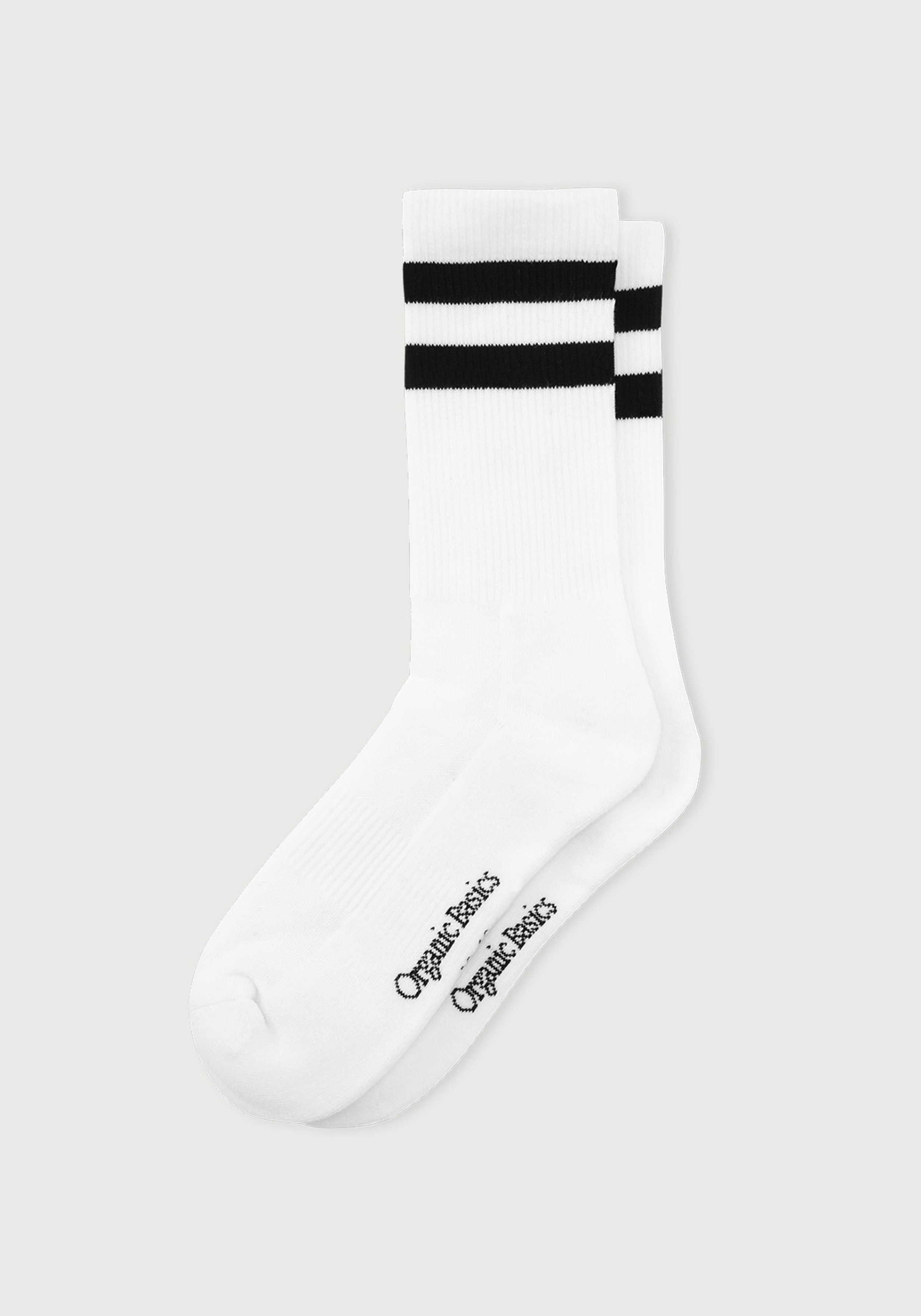 Organic Basics 3er-Pack Socken Core Stripe Crew Socks White/Black
