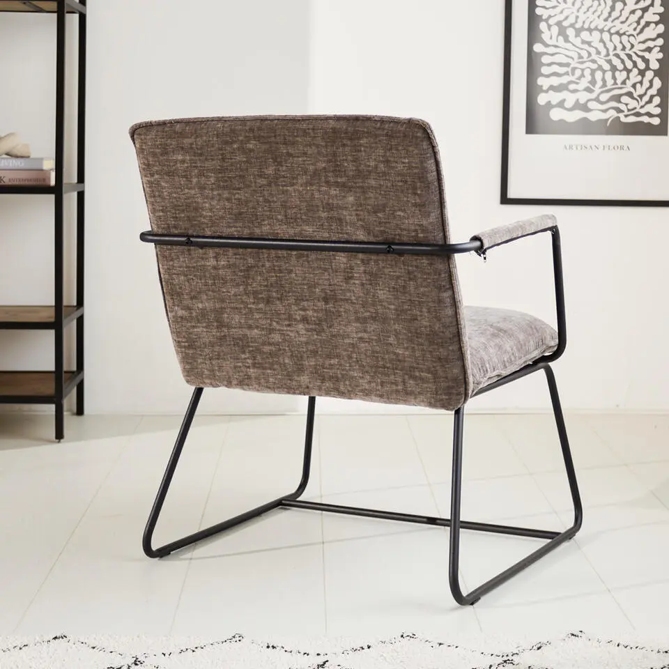 Fauteuil Hailey grijs chenille - Stof - Grijs