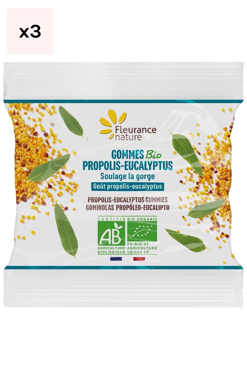 Recharges gommes propolis-eucalyptus bio - Soulage la gorge - 3 x 35 g