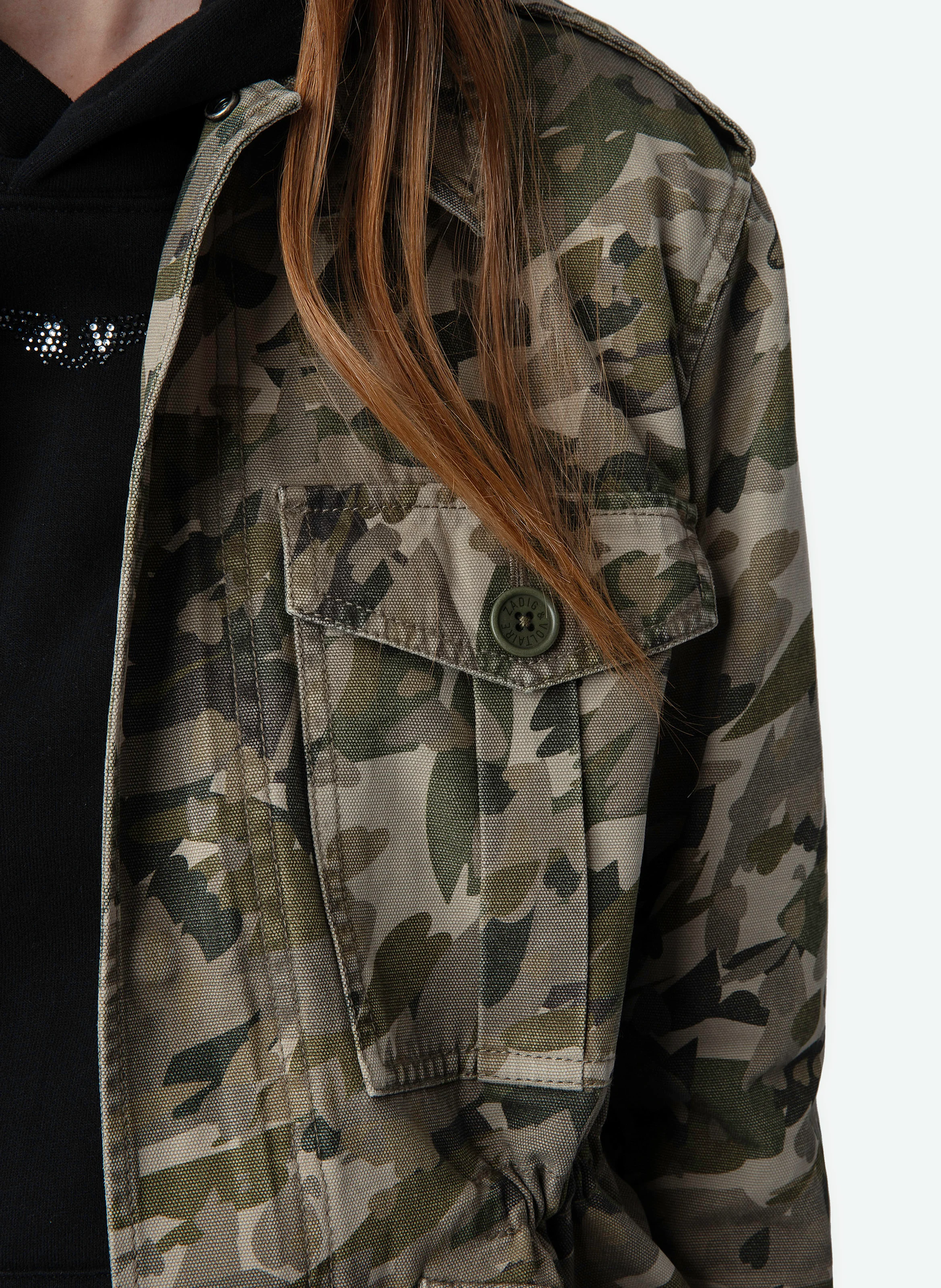 KRISA - Parka en coton bio imprimé | Vert