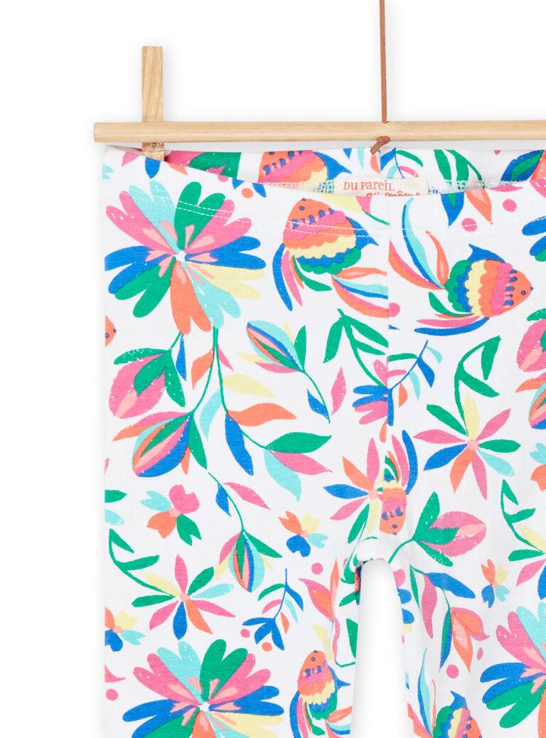 Legging blanc à imprimé fleurs