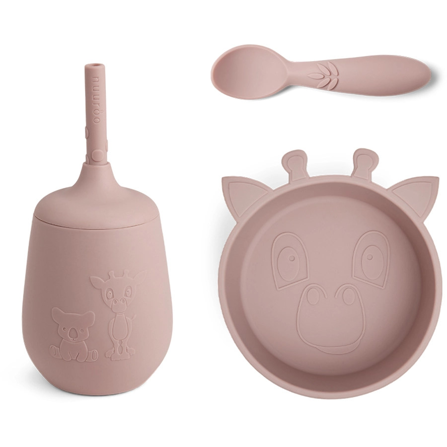 nuuroo Geschirrset Blue Giraffe 3er Set Woodrose