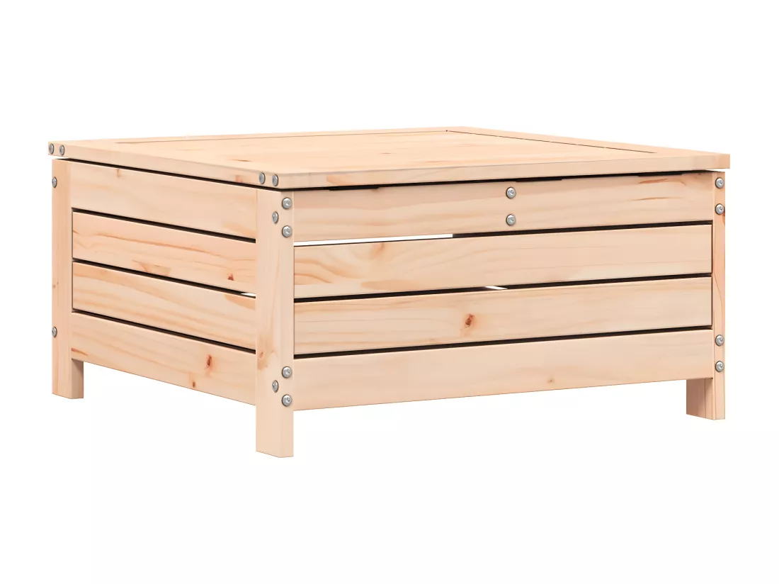 Repose-pied de jardin avec coussin bois de pin massif