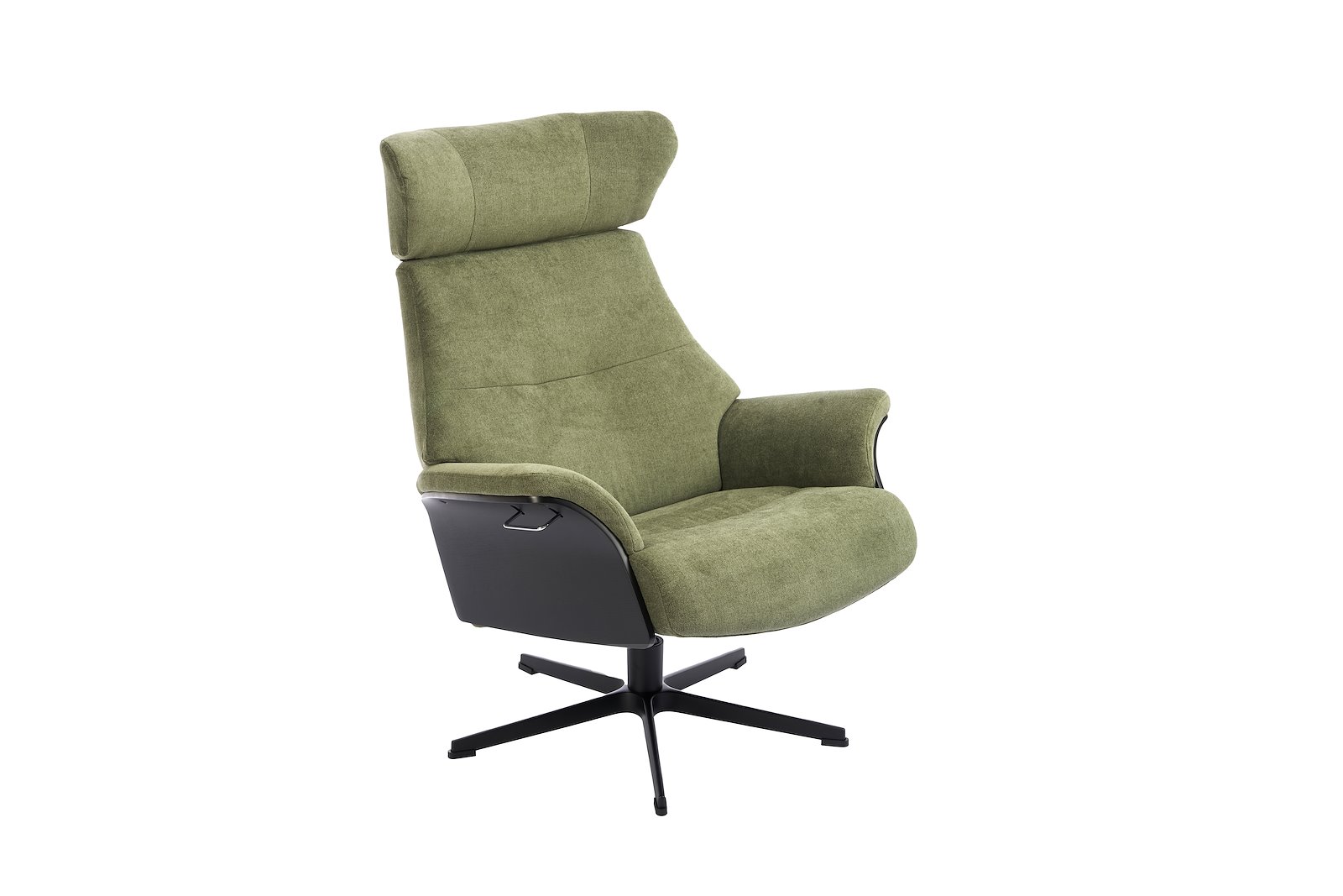Air Lenestol I tekstil Velvety 1456-22 Green, Standard svingfot sort alu. Skrog sortbeiset eik