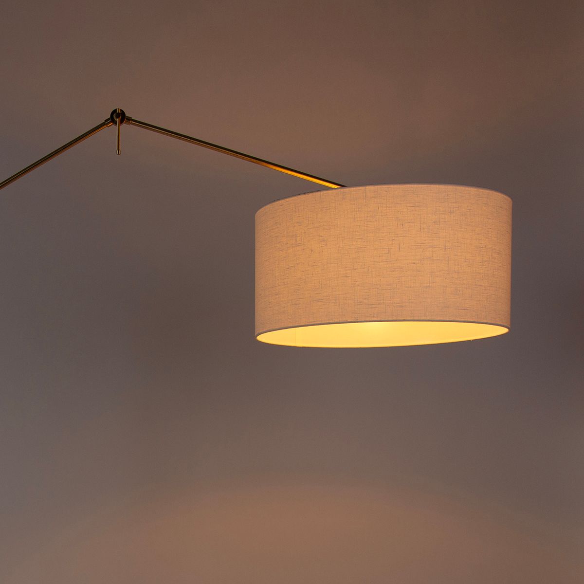 Moderne vloerlamp goud met kap wit 50 cm verstelbaar - Editor