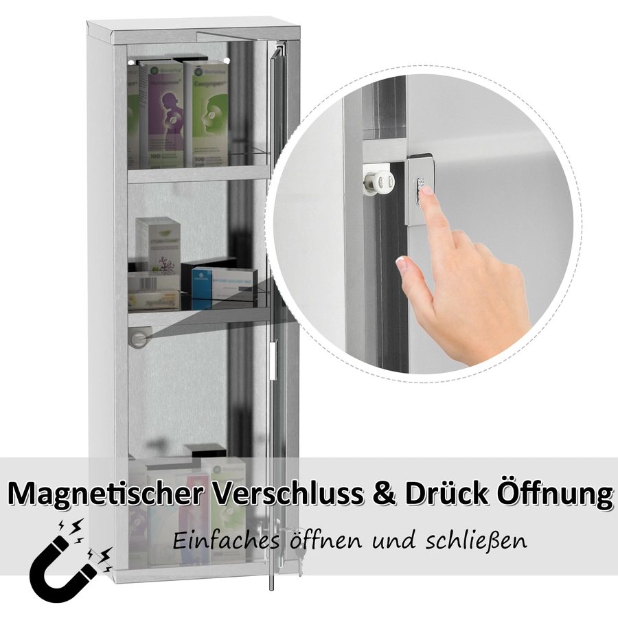 kleankin Arzneischrank mit Schloss silber