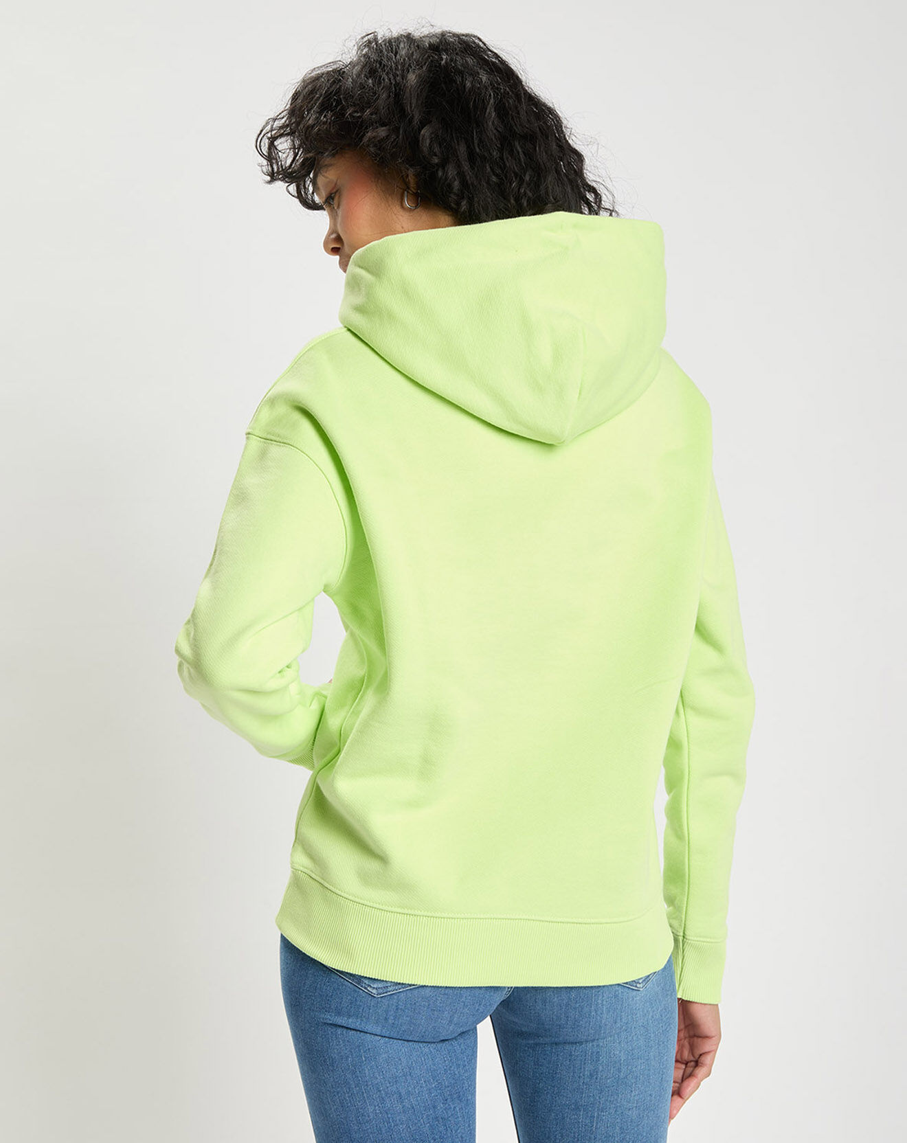 Tommy Jeans Sweat à capuche tommy badge vert fluo
