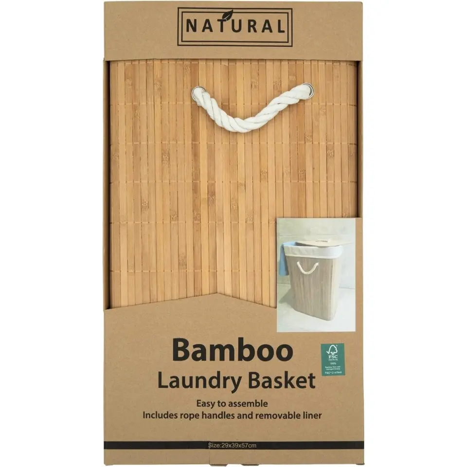Songmics - Bamboe Opbergmand/ Wasmand - 72L - Naturel - EV