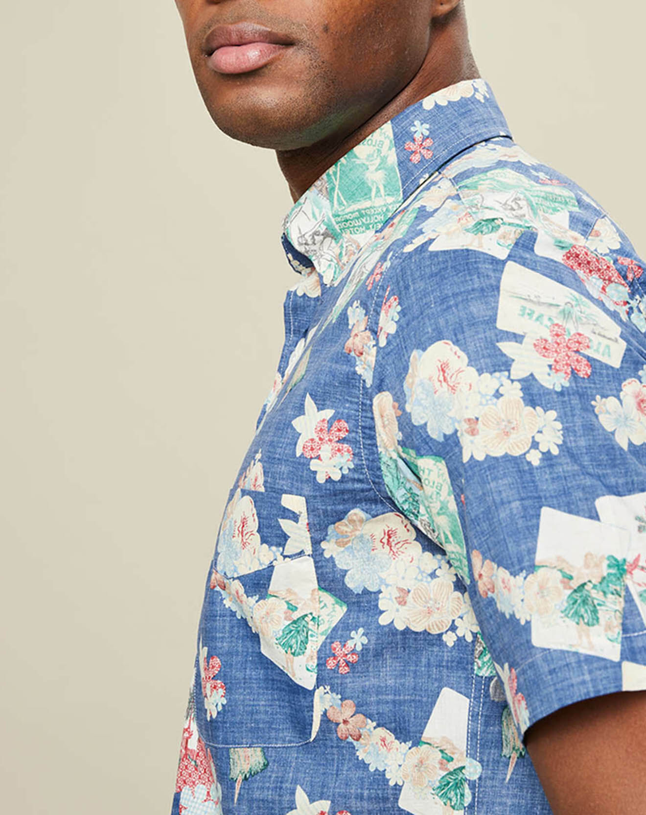 Hartford Chemise slim Side imprimée bleue