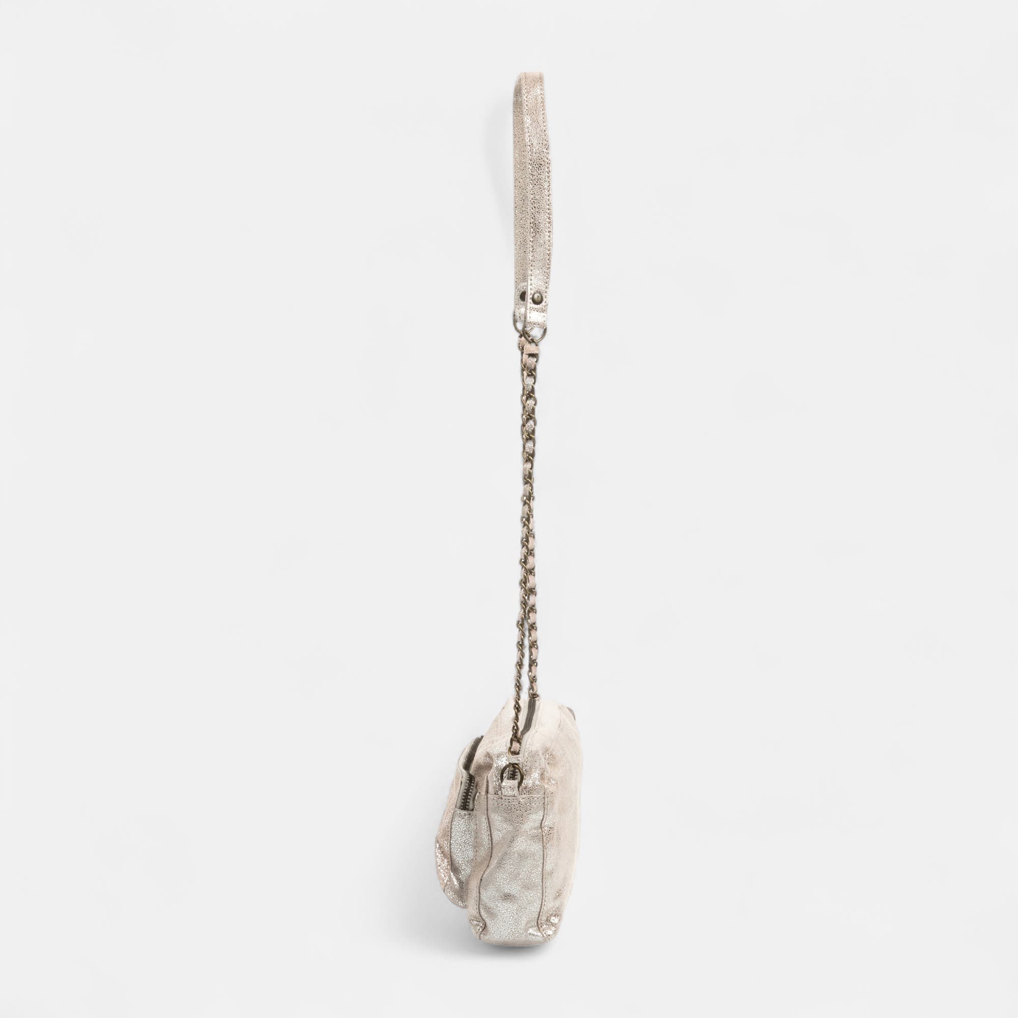 Sac bandoulière en cuir argent