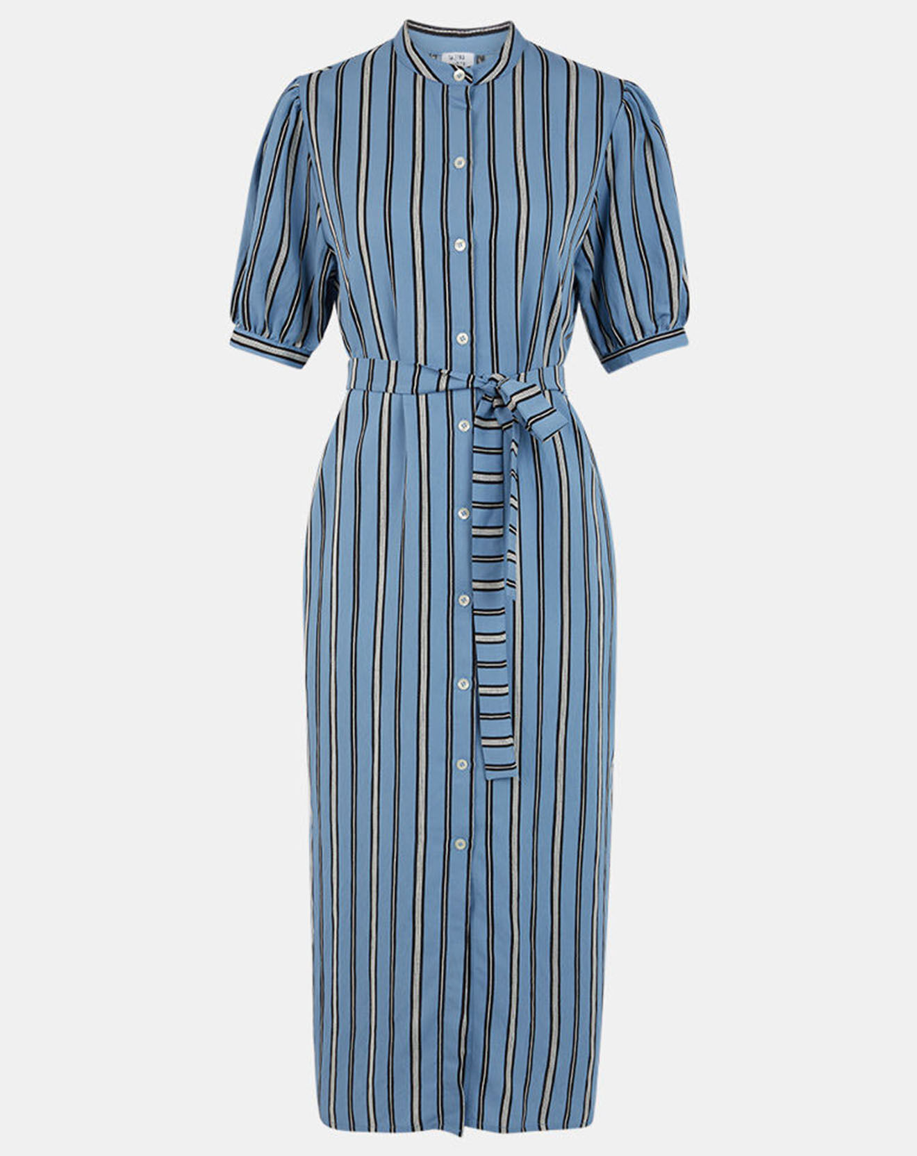 Galeries Lafayette Robe longue chemise Laurier à rayures bleu