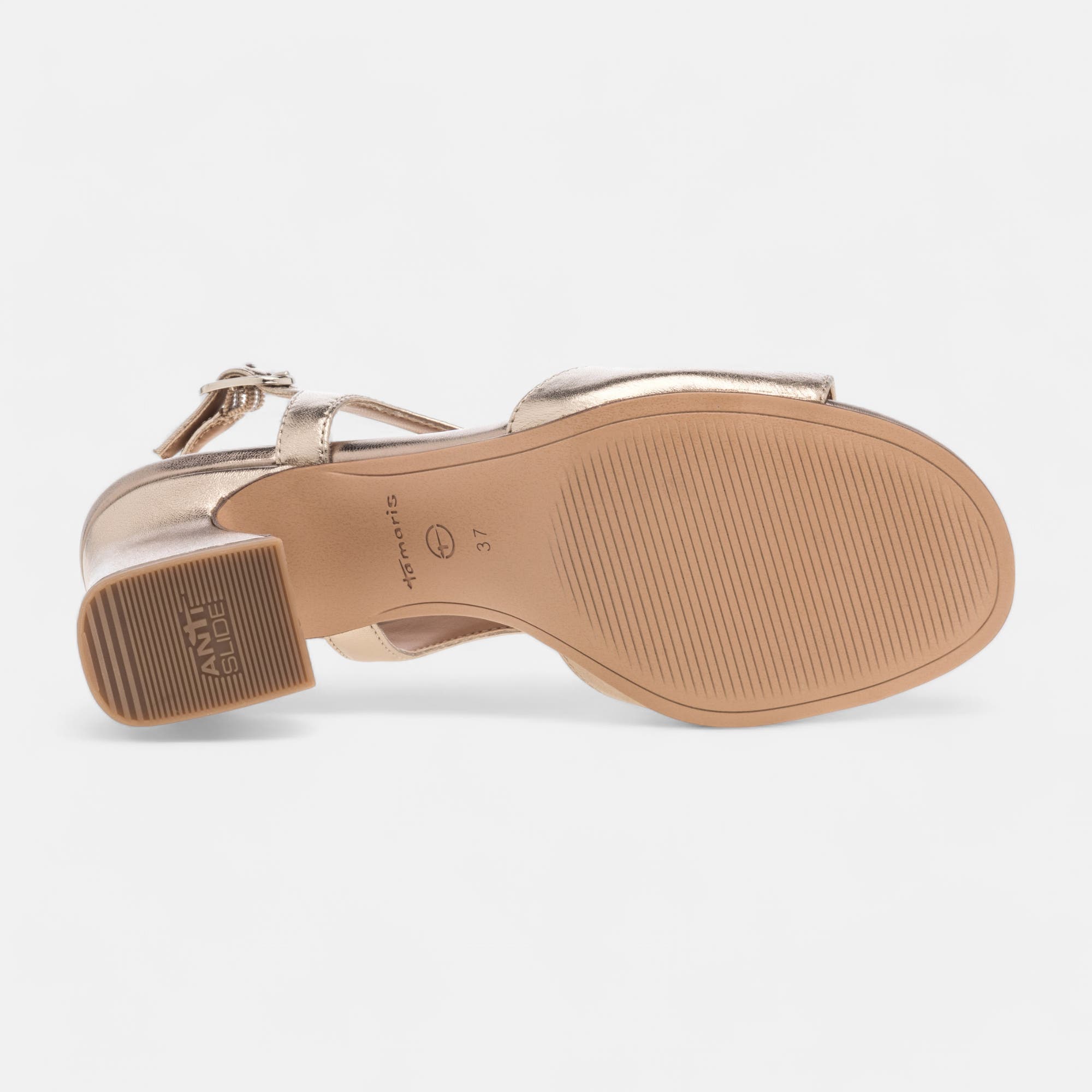 Nu-pieds à talon Femme en cuir or