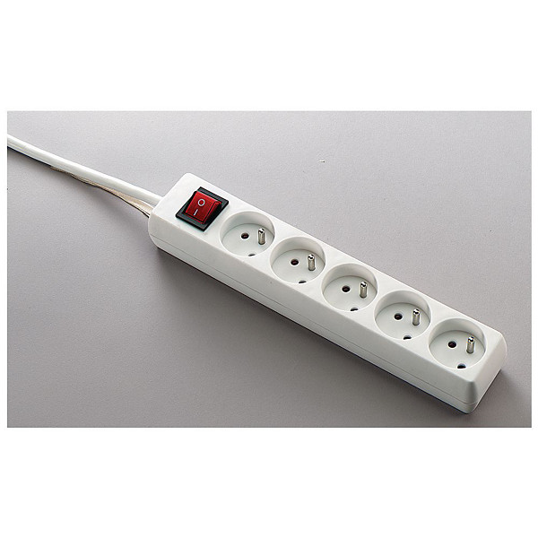Multiprise 5 prises avec interrupteur - cordon 1,5 m
