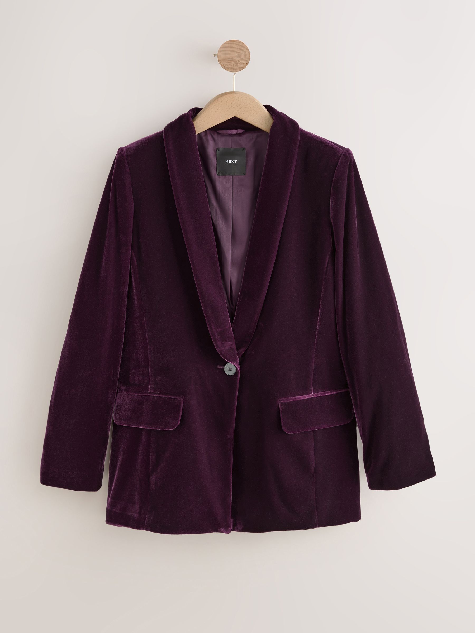 Bordeauxrood - Fluwelen blazer met enkele rij knopen
