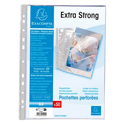 Exacompta - 50 Pochettes perforées - A4 - lisses - 9/100