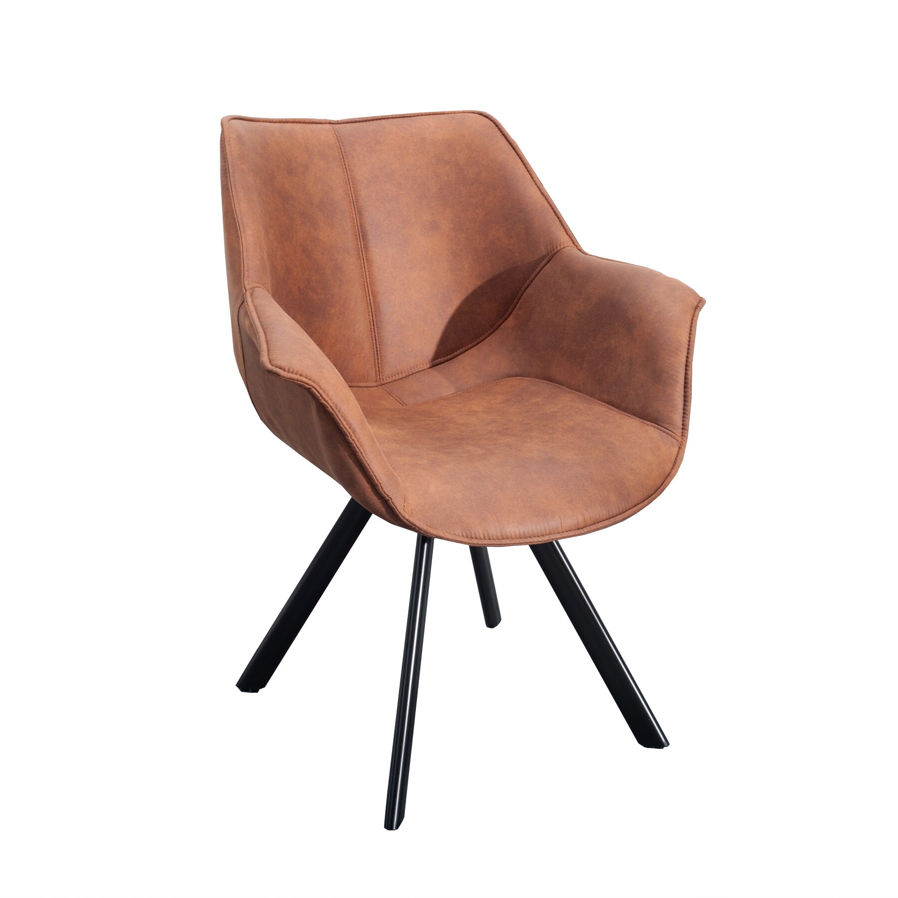 riess-ambiente Stuhl THE DUTCH RETRO - antik braun mit Armlehne Metallbeine Microfaser pflegeleicht
