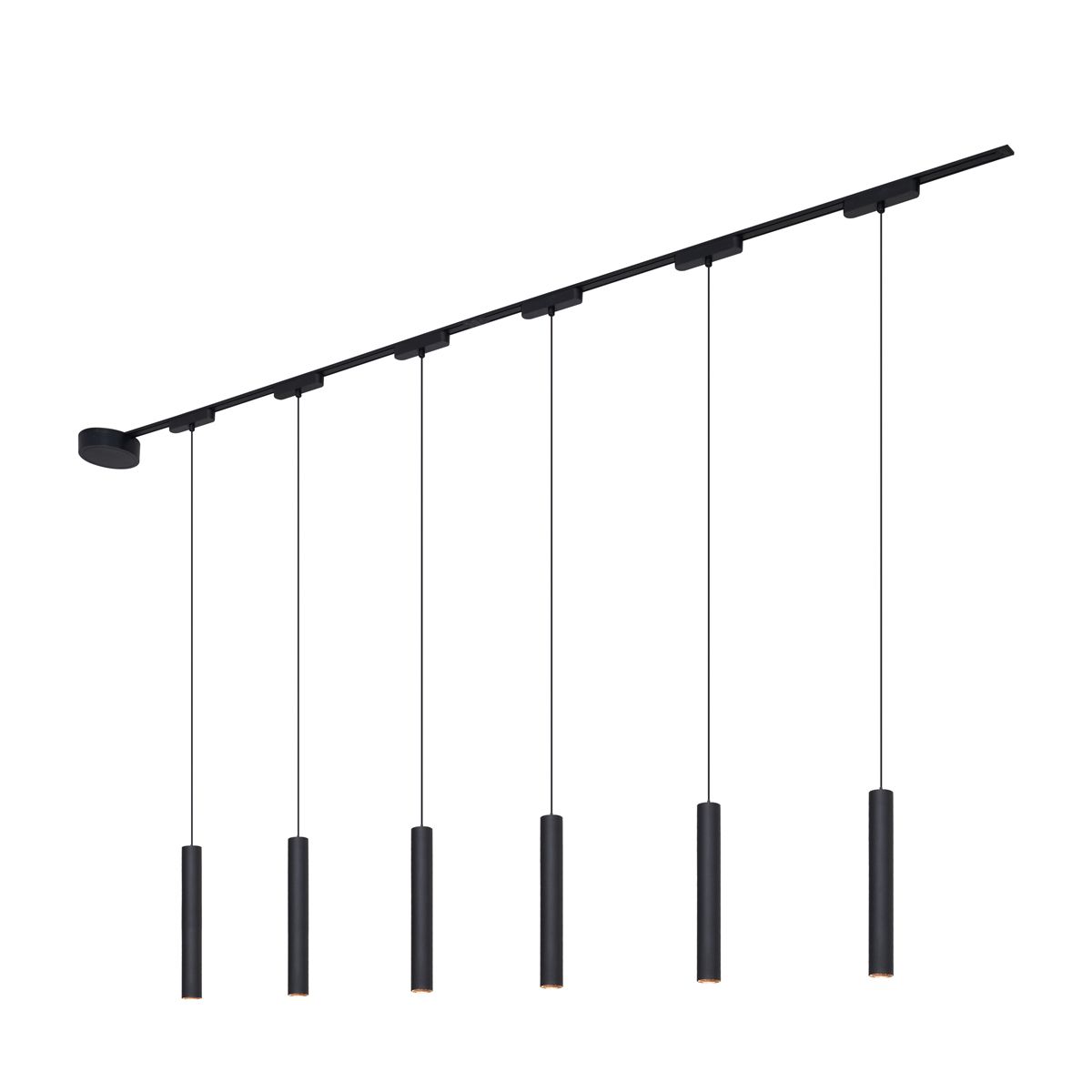 Modern railsysteem met 6 hanglampen zwart 1-fase - Magnetic Cassie