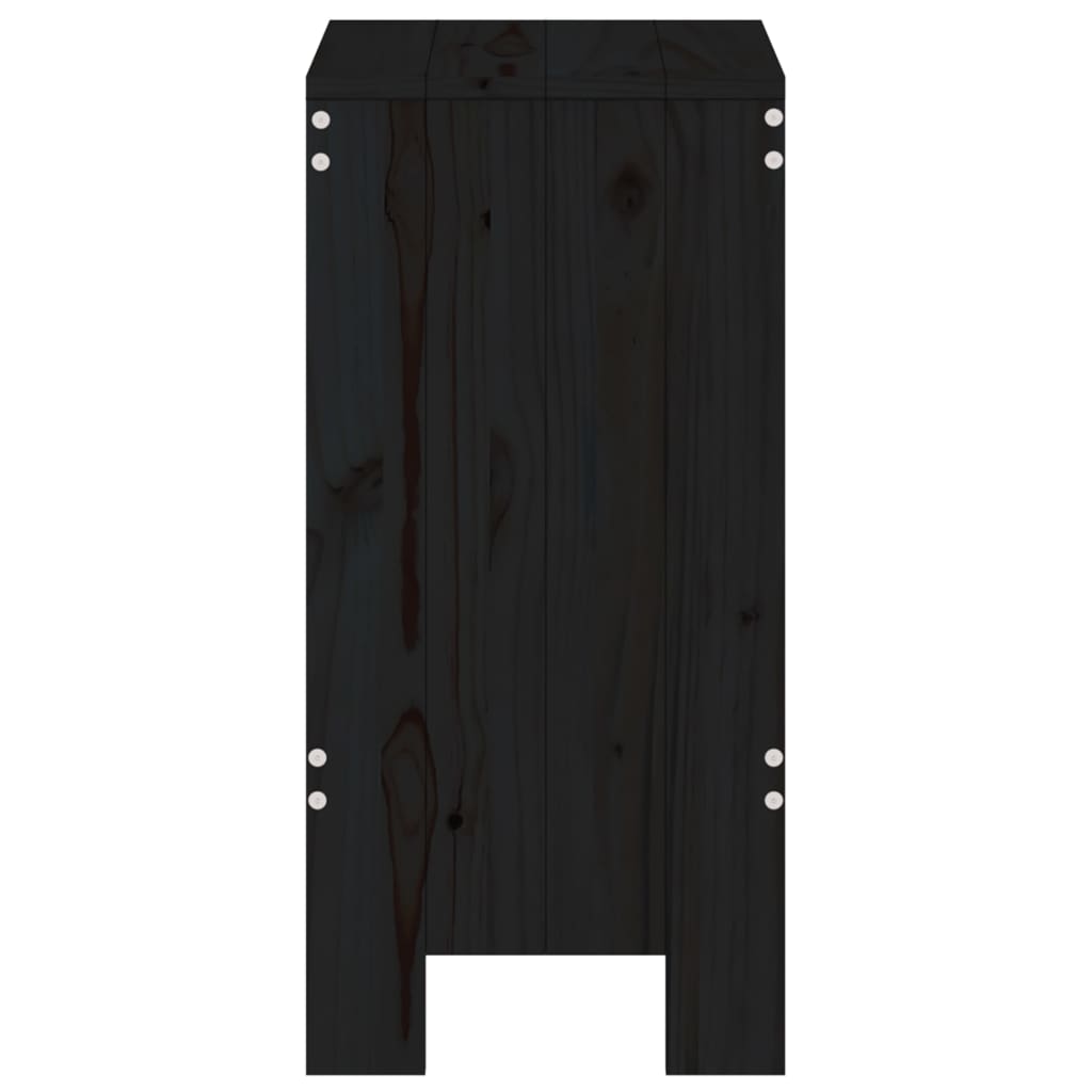 Tabourets de bar 2 pcs noir 40x36x75 cm bois massif de pin
