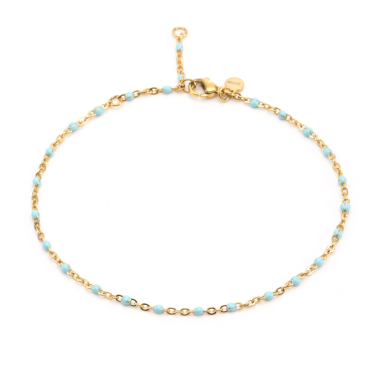 Sixty Stones - 60 - Chaîne De Cheville Chaine Doré Et Petite Pierre Turquoise - 25 X 0,4 Cm-