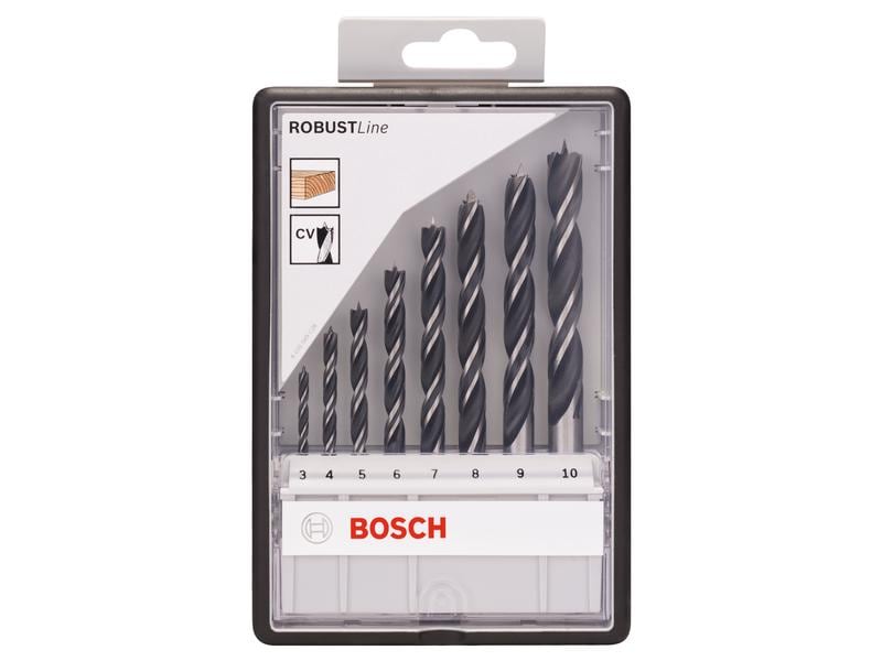 Bosch Professional Holzbohrer-Set 3 - 10 mm, 8-teilig 8-teiliges Holzspiralbohrer-Set, Robust Line, 3 - 10 mm