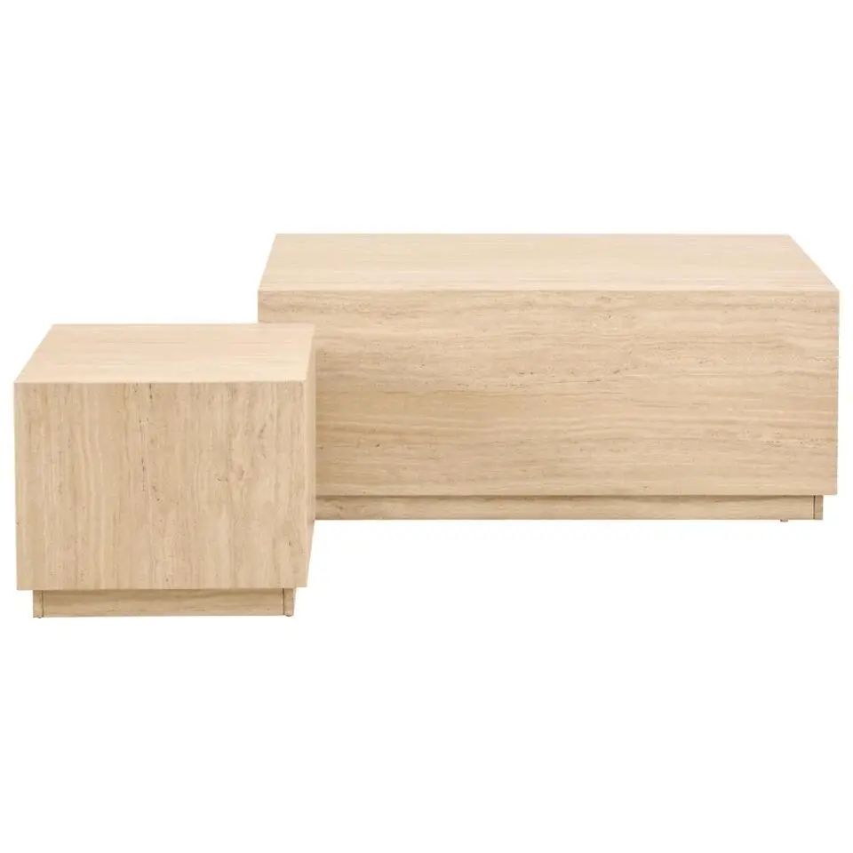 Salontafel Travertinlook - Set van 2 - 100x60x42cm - Lima